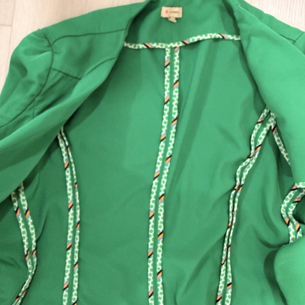 Cremieux Womens Size 10 Green Open Front Blazer 3/4 Sleeve Career Preppy - Picture 4 of 5